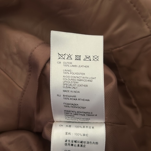 REISS Tan Leather Blazer Jacket Basketweave Textured size medium - Picture 8 of 9